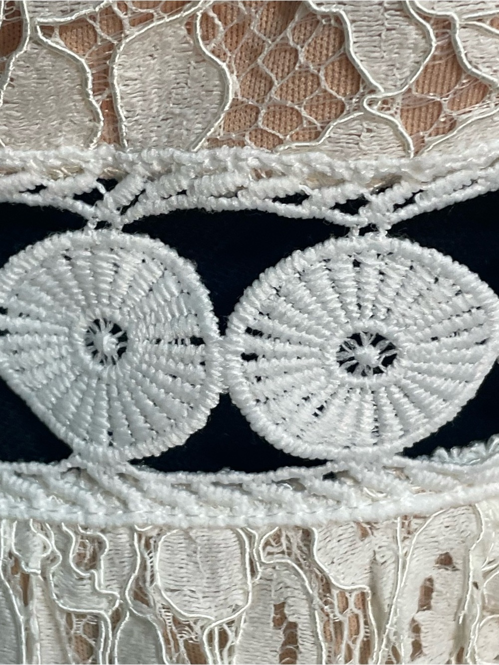 Lulu's NWT Strapless Cream Lace Tiered Dress open embroidered Waistband.  XL. - Picture 3 of 13